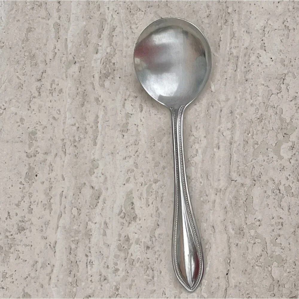Wallace 18/10 Stainless Steel Soup Spoon 6” With Beaded Handle Design